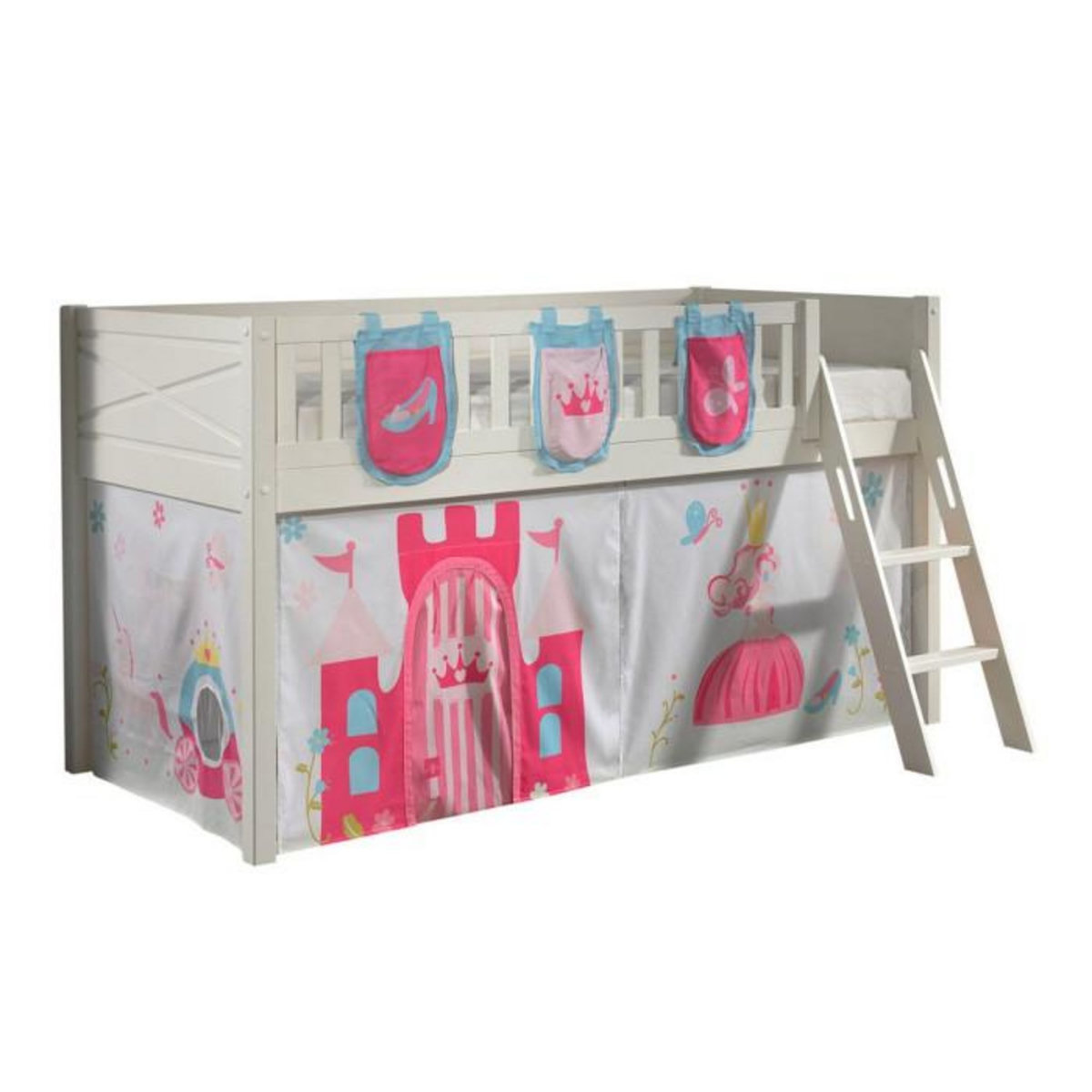 Paris Prix Lit Enfant Tente & 3 Pochettes  Scott Princesse  90x200cm Blanc