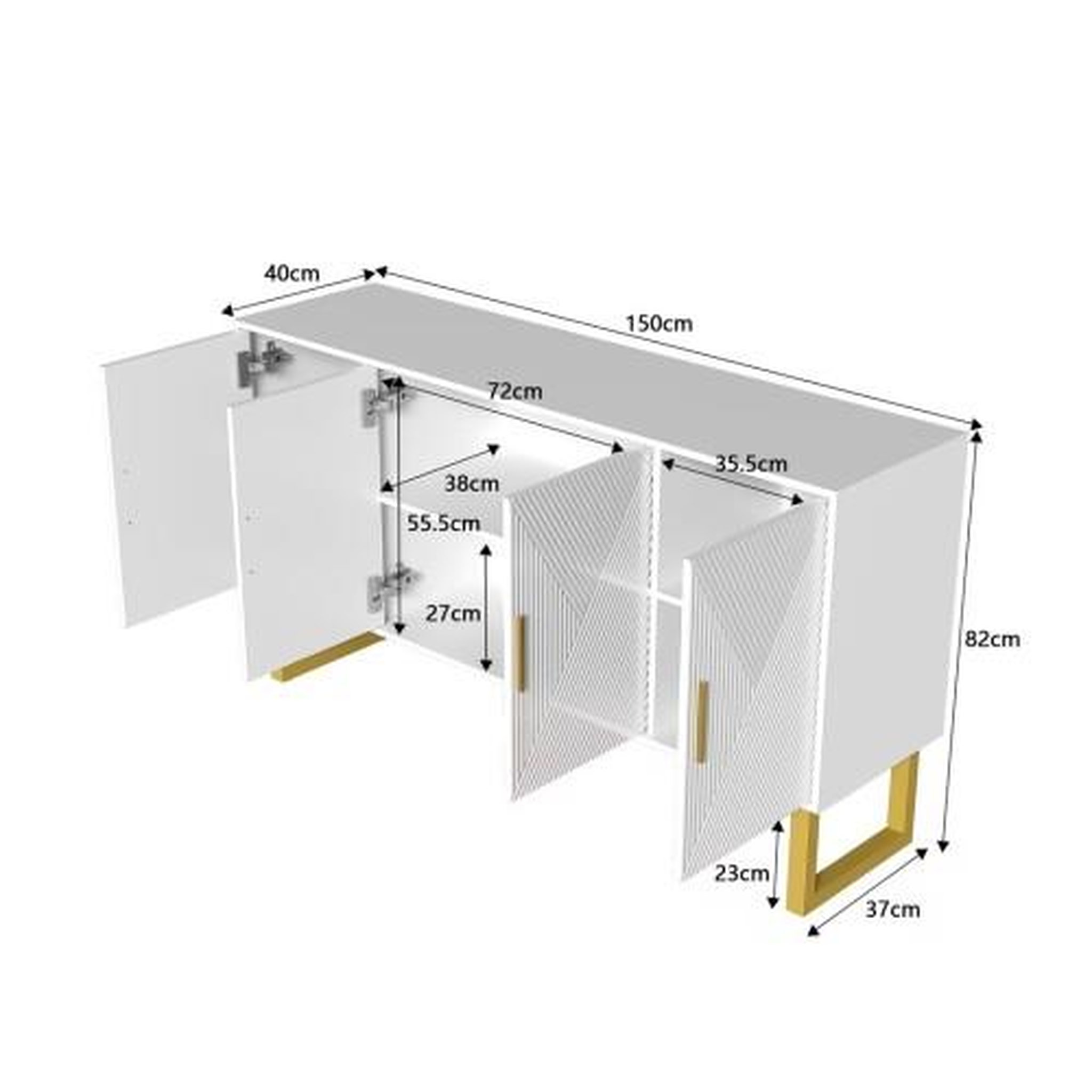 Voir la diapositive 3 : MERAX Buffet 4 porte(s) 0 tiroir(s) - 150 cm blanc mdf
