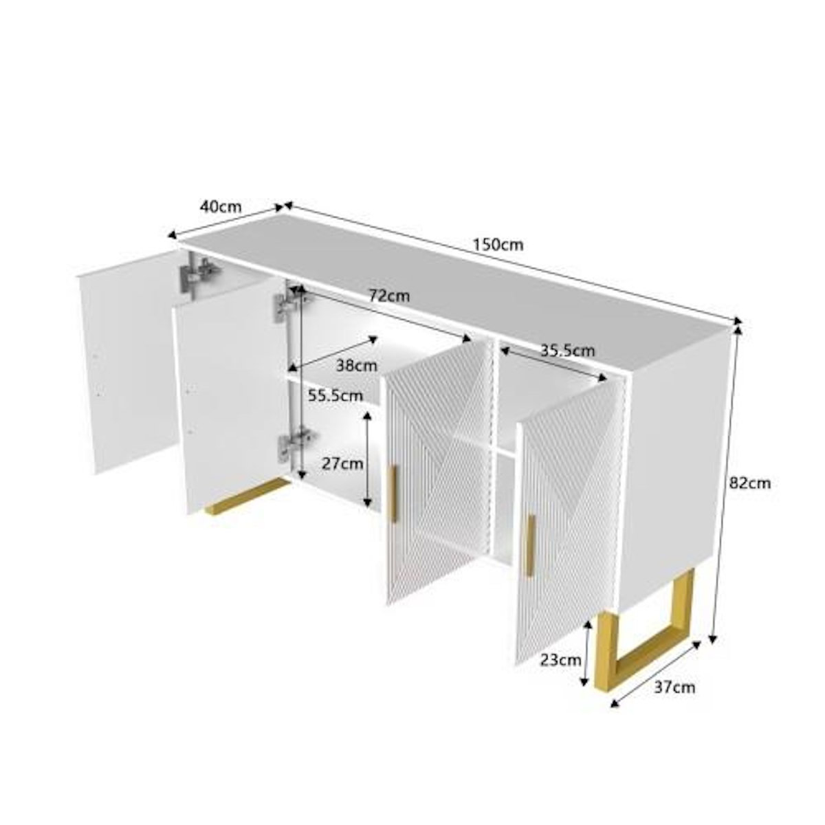 MERAX Buffet 4 porte(s) 0 tiroir(s) - 150 cm blanc mdf