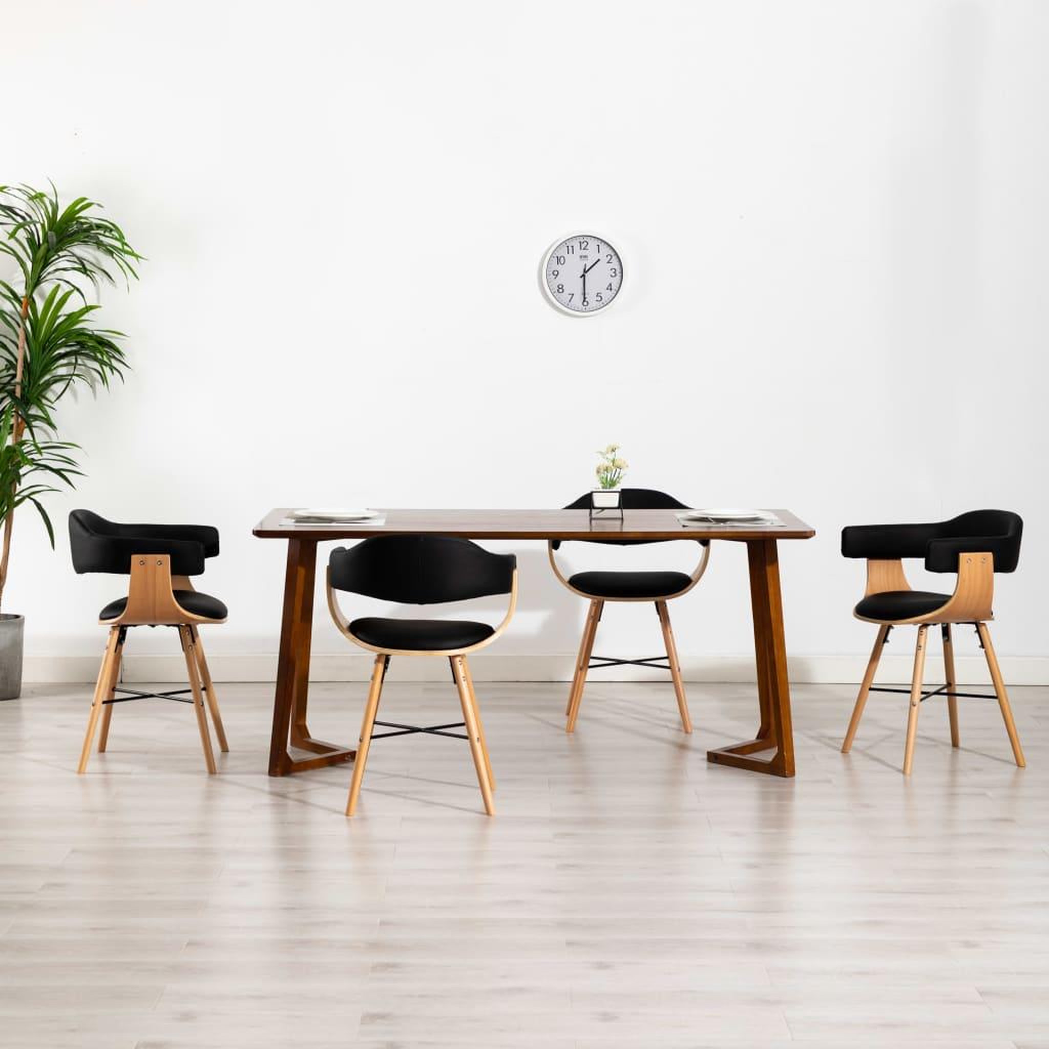 Voir la diapositive 2 : VIDAXL Chaises a manger lot de 4 noir similicuir et bois courbe
