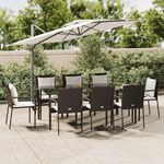 VIDAXL Ensemble a manger jardin 9pcs et coussins noir resine tressee