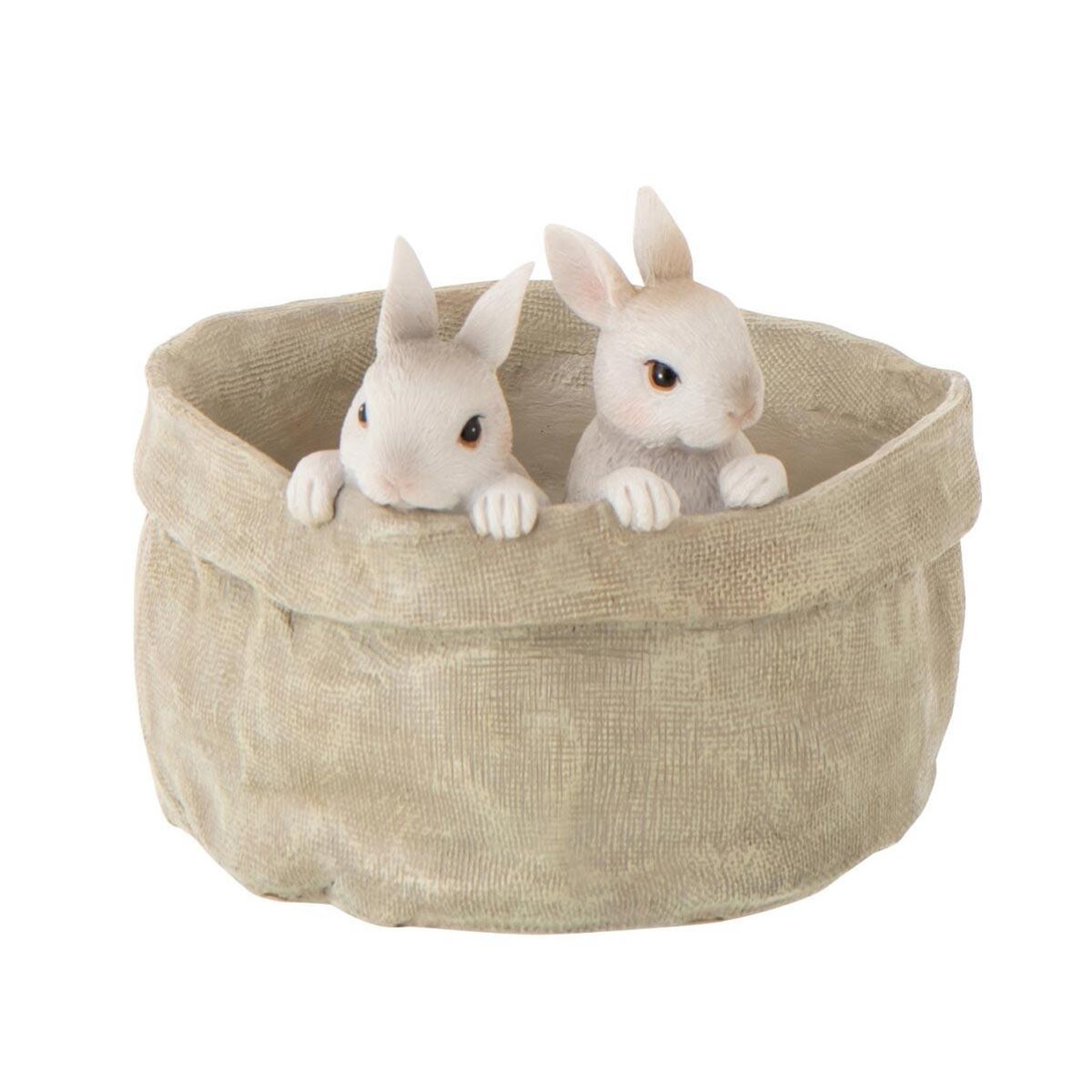 J-LINE Cache-pot lapins en résine  bunny  19cm beige