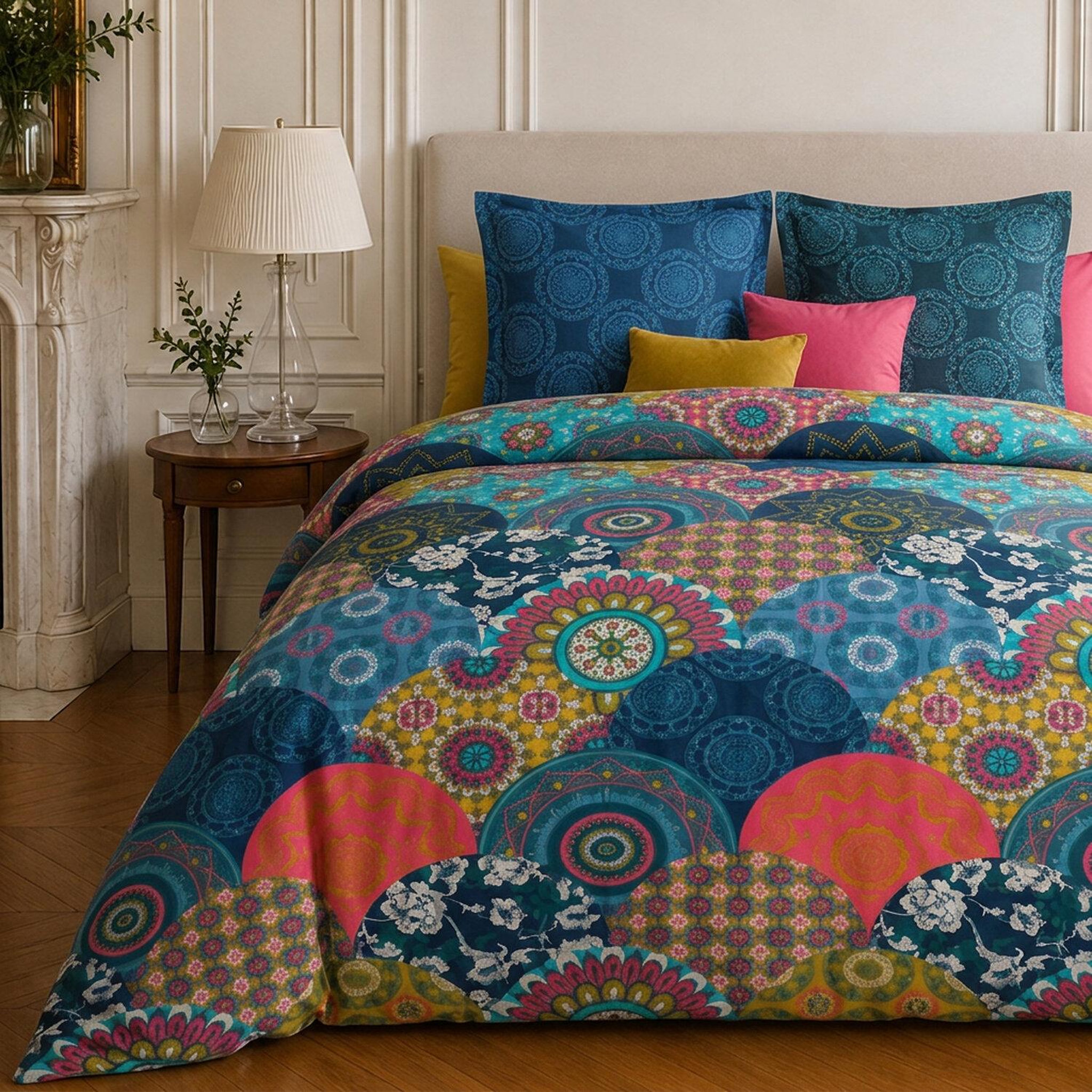 Voir la diapositive 3 : Home collection Parure housse de couette imprimée 100% coton 57 fils - colorado