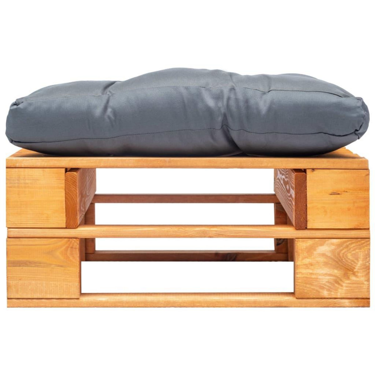VIDAXL Repose-pied palette de jardin et coussin gris marron miel bois