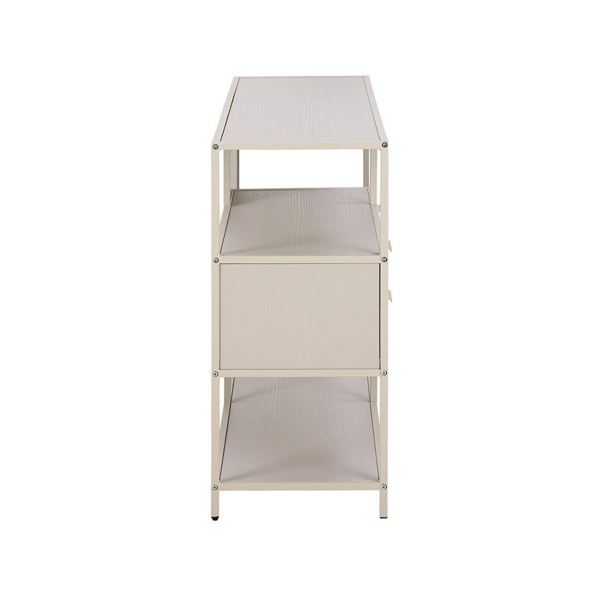 LISA DESIGN Anthea - étagère filaire métal avec plaquage en effet bois blanchi - avec tiroirs - 114 cm - gris