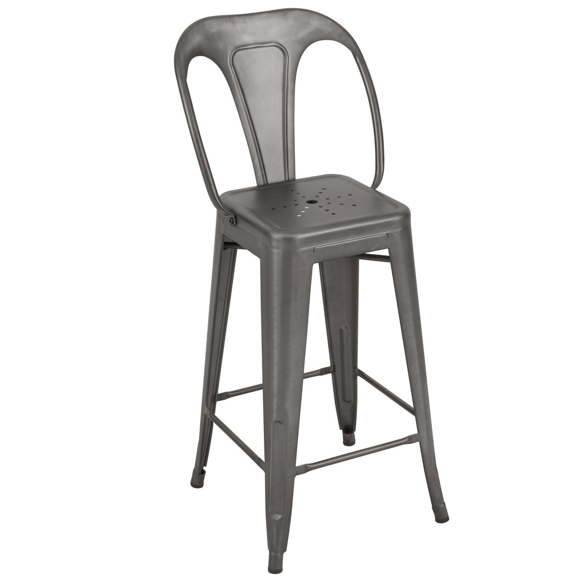Rendez vous déco Lot de 2 chaises pour îlot central 67 cm en métal gris acier-Indus