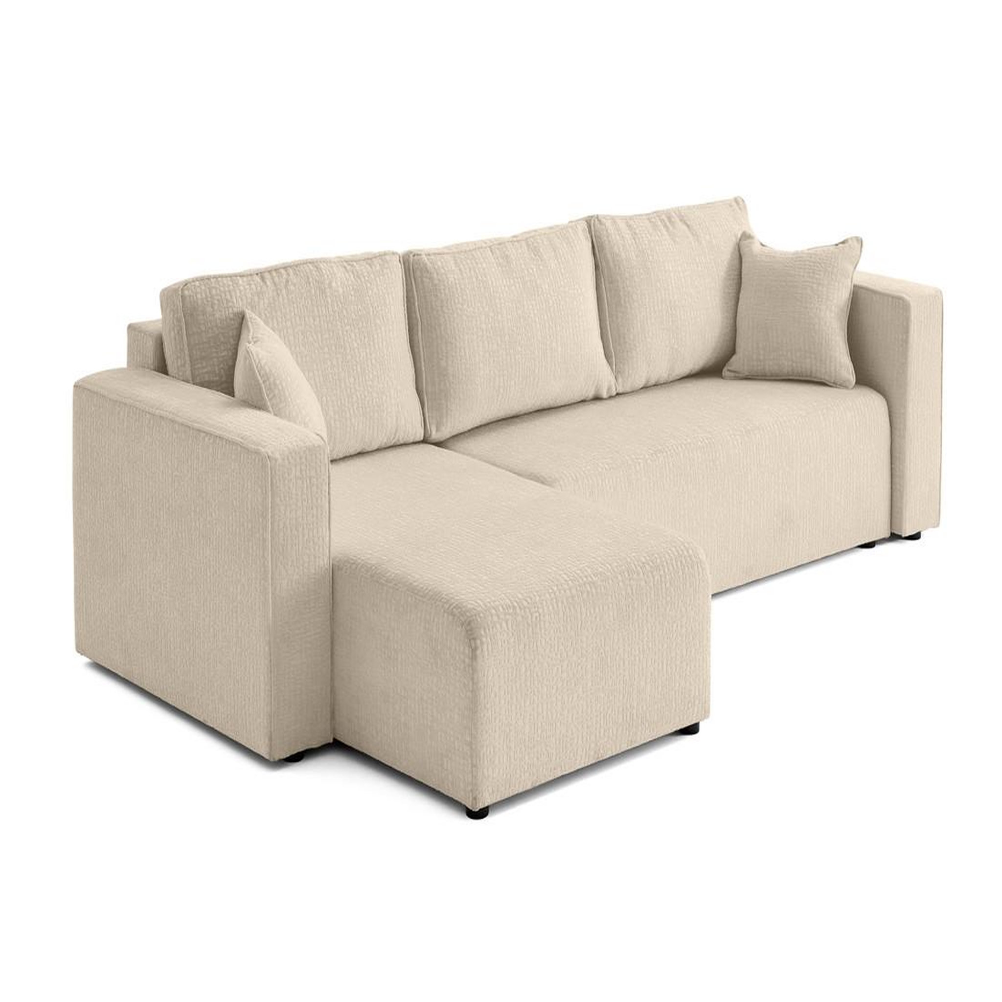 Voir la diapositive 6 : BEST MOBILIER Topaze - canapé d'angle réversible - 4 places - convertible avec coffre - en tissu velours relief