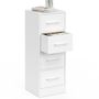 Voir la diapositive 4 : ID MARKET Meuble d'appoint 4 tiroirs UPPAH 30 cm chiffonnier, meuble de rangement bois blanc