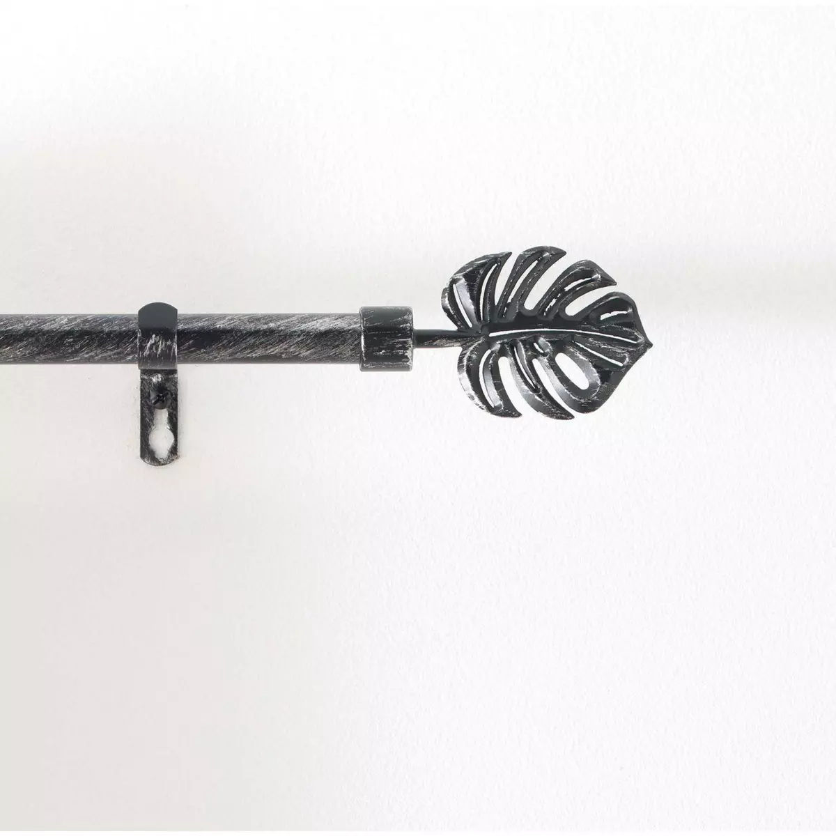 Douceur d'Intérieur Kit de tringle à rideaux extensible Feuille - L120 /L210 cm - Patine Noir