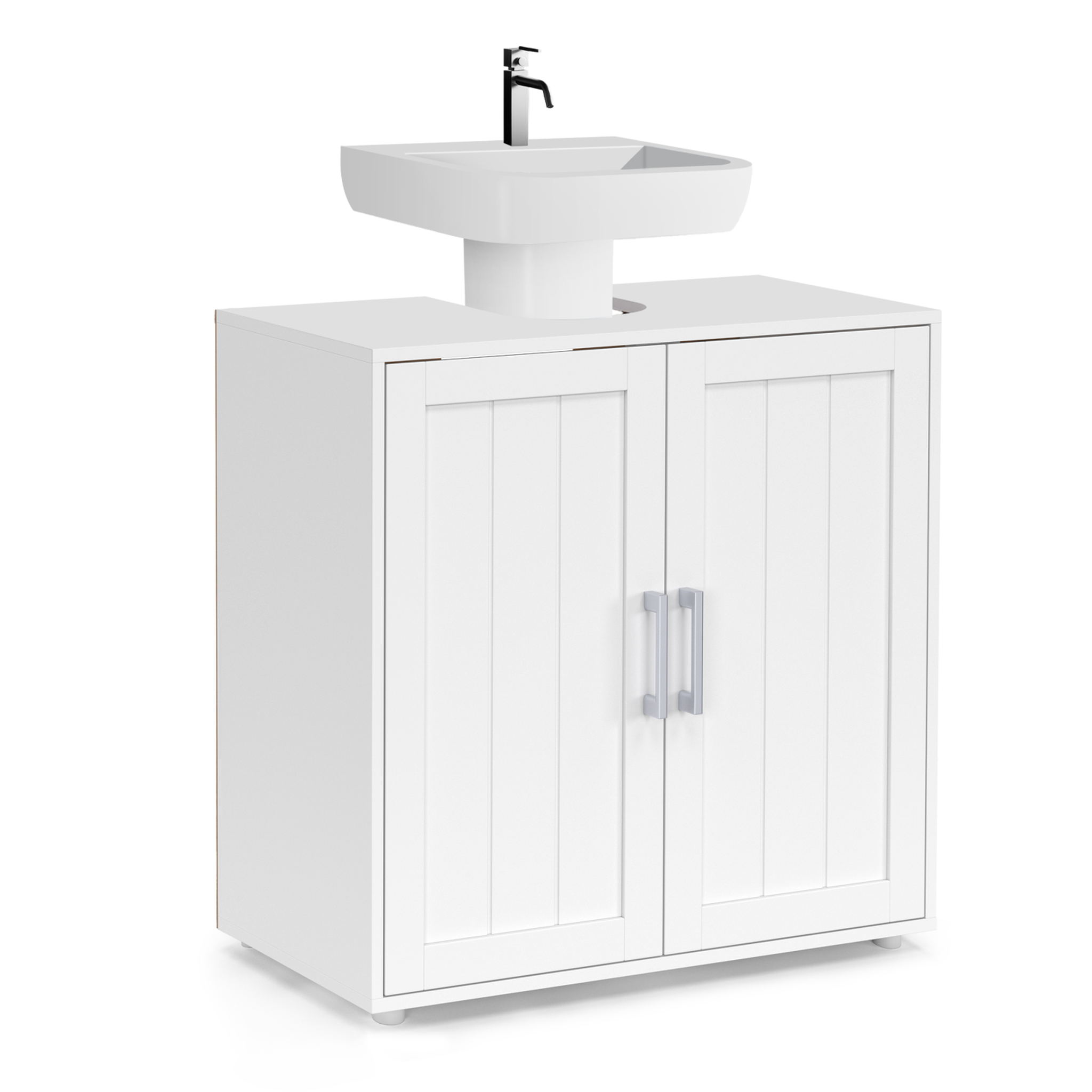 ID MARKET Meuble sous lavabo salle de bain waldo bois blanc