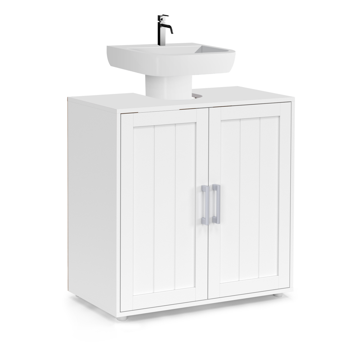 ID MARKET Meuble sous-lavabo salle de bain WALDO bois blanc