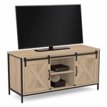 ID MARKET Meuble TV 113 cm QUEBEC 2 portes granges coulissantes design industriel