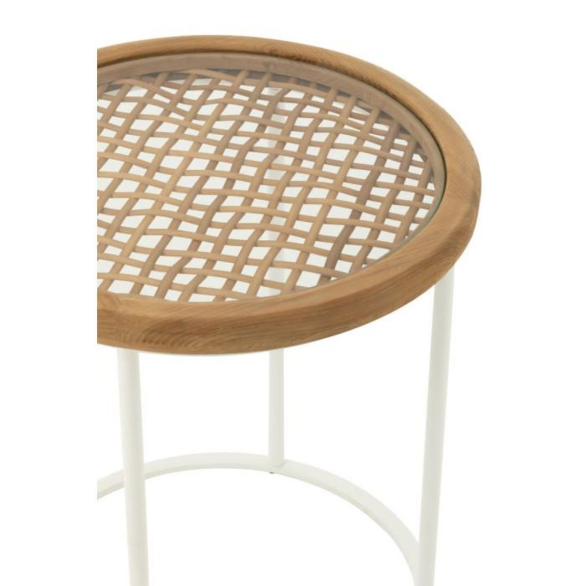 Paris Prix Table d'Appoint en Bois  Mati  56cm Naturel & Blanc