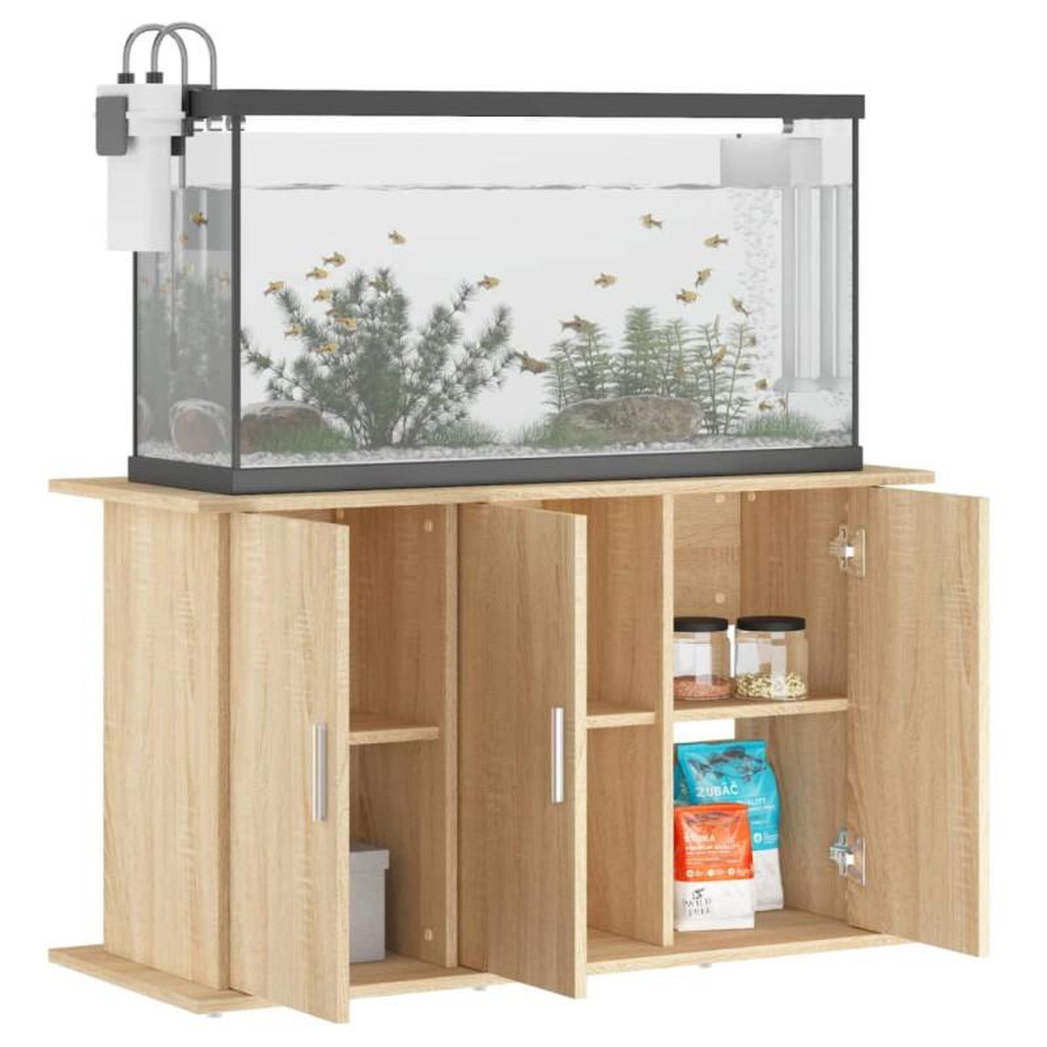 Voir la diapositive 3 : VIDAXL Support d aquarium chêne sonoma 101x41x58 cm bois d ingénierie