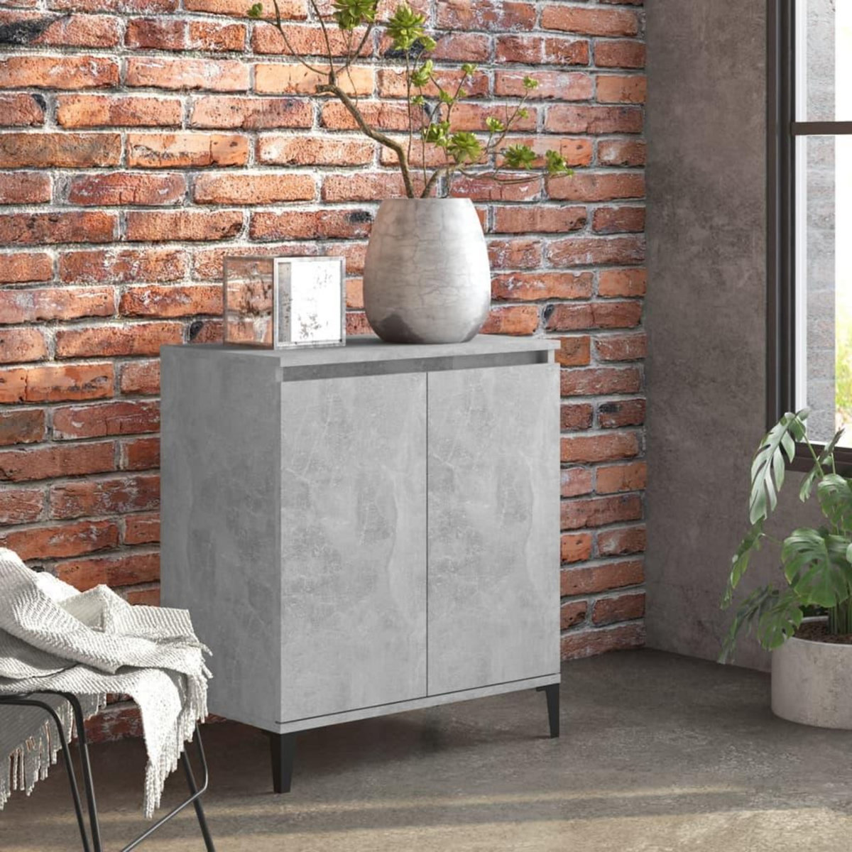 VIDAXL Buffet gris beton 60x35x70 cm bois d'ingenierie