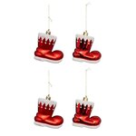 ATMOSPHERA Lot de 4 Sujets de Noël  Botte Lutin  8cm Rouge
