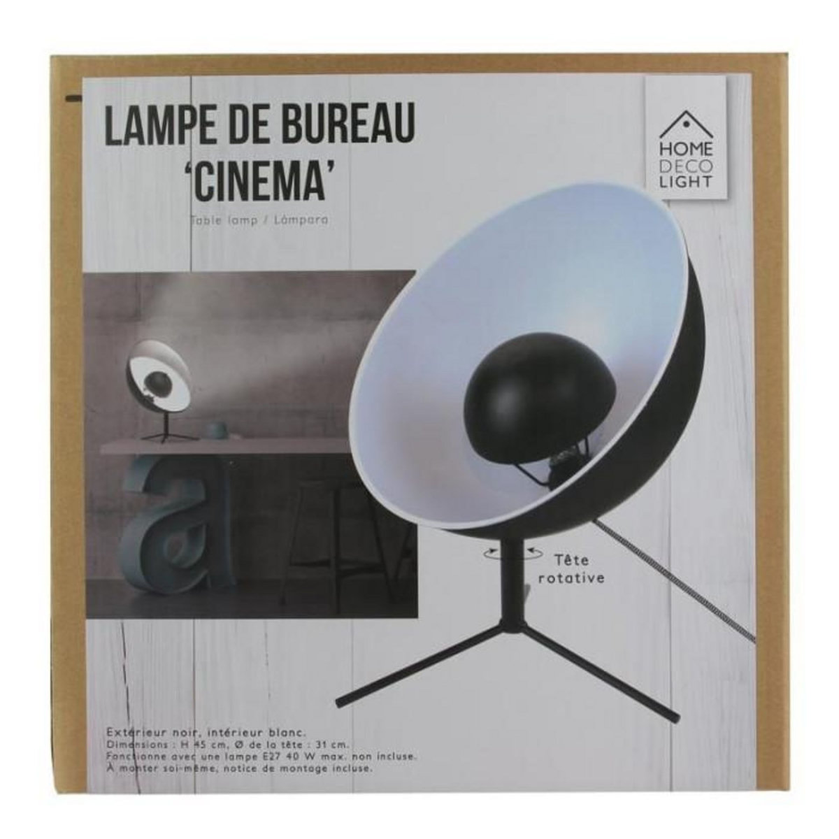 Paris Prix Lampe à Poser Design  Cinéma  45cm Noir