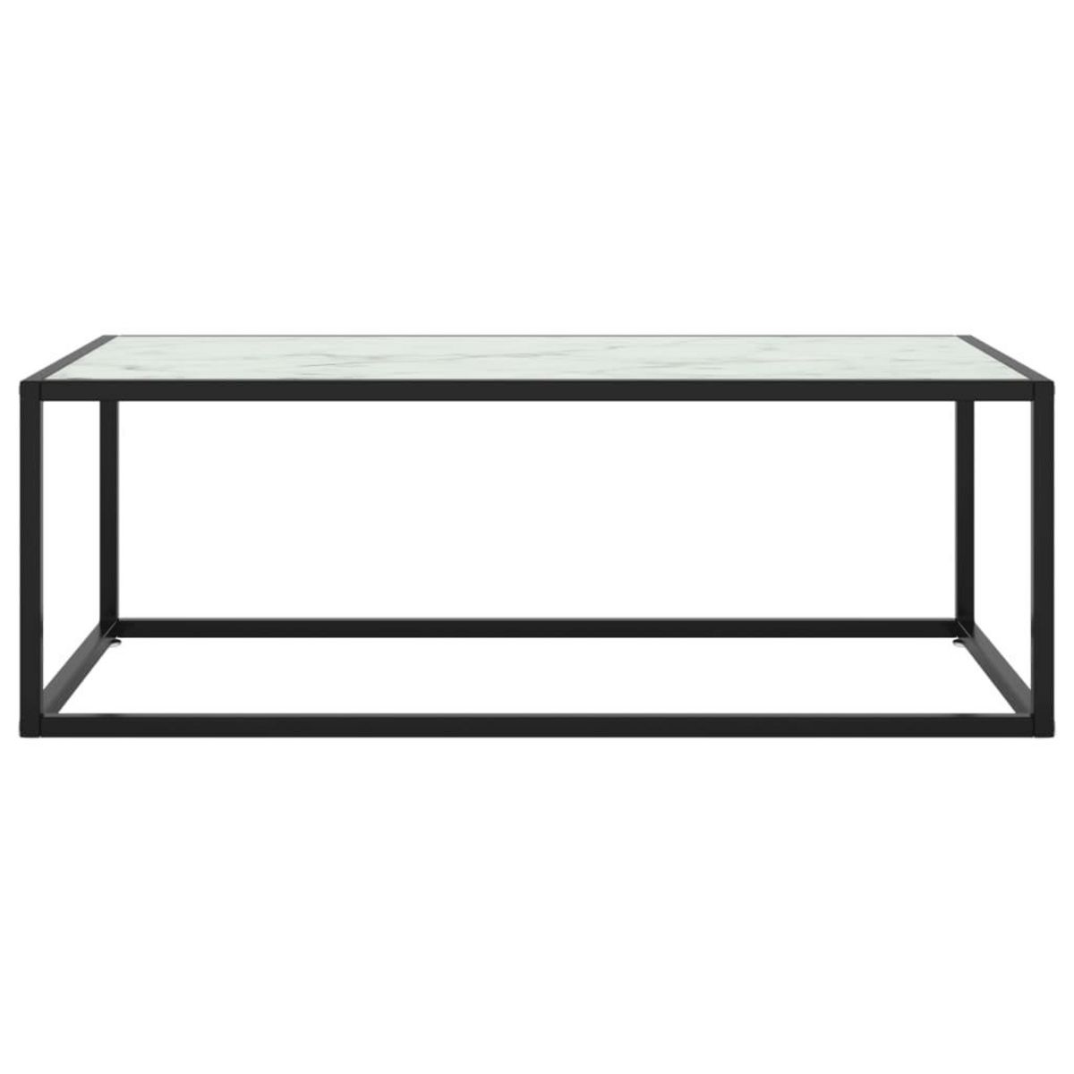 VIDAXL Table basse Noir avec verre marbre blanc 100x50x35 cm