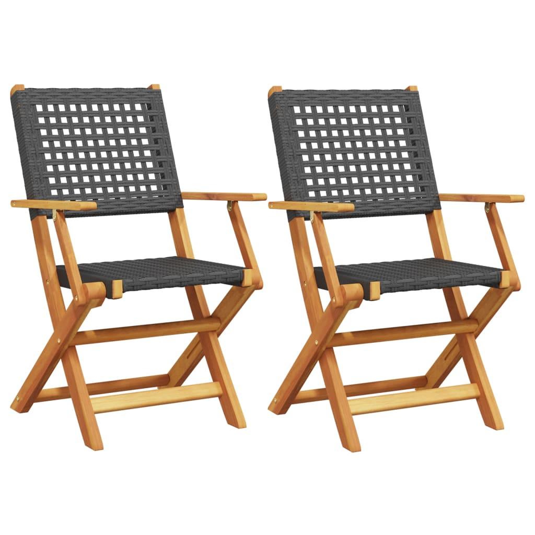 Voir la diapositive 2 : VIDAXL Chaises de jardin lot de 2 noir bois massif d'acacia et rotin