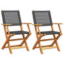 Voir la diapositive 2 : VIDAXL Chaises de jardin lot de 2 noir bois massif d'acacia et rotin