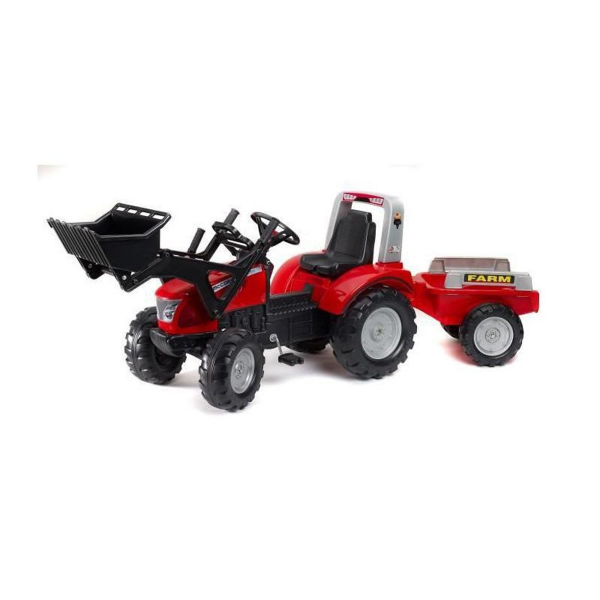 FALK Mc CORMICK Tractopelle a pedales X7 avec remorque