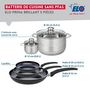 Voir la diapositive 2 : ELO Ensemble de 3 Poêles de cuisson 20, 24 et 32 cm et 2 faitouts 12 et 24 cm Elo Prima Brillant