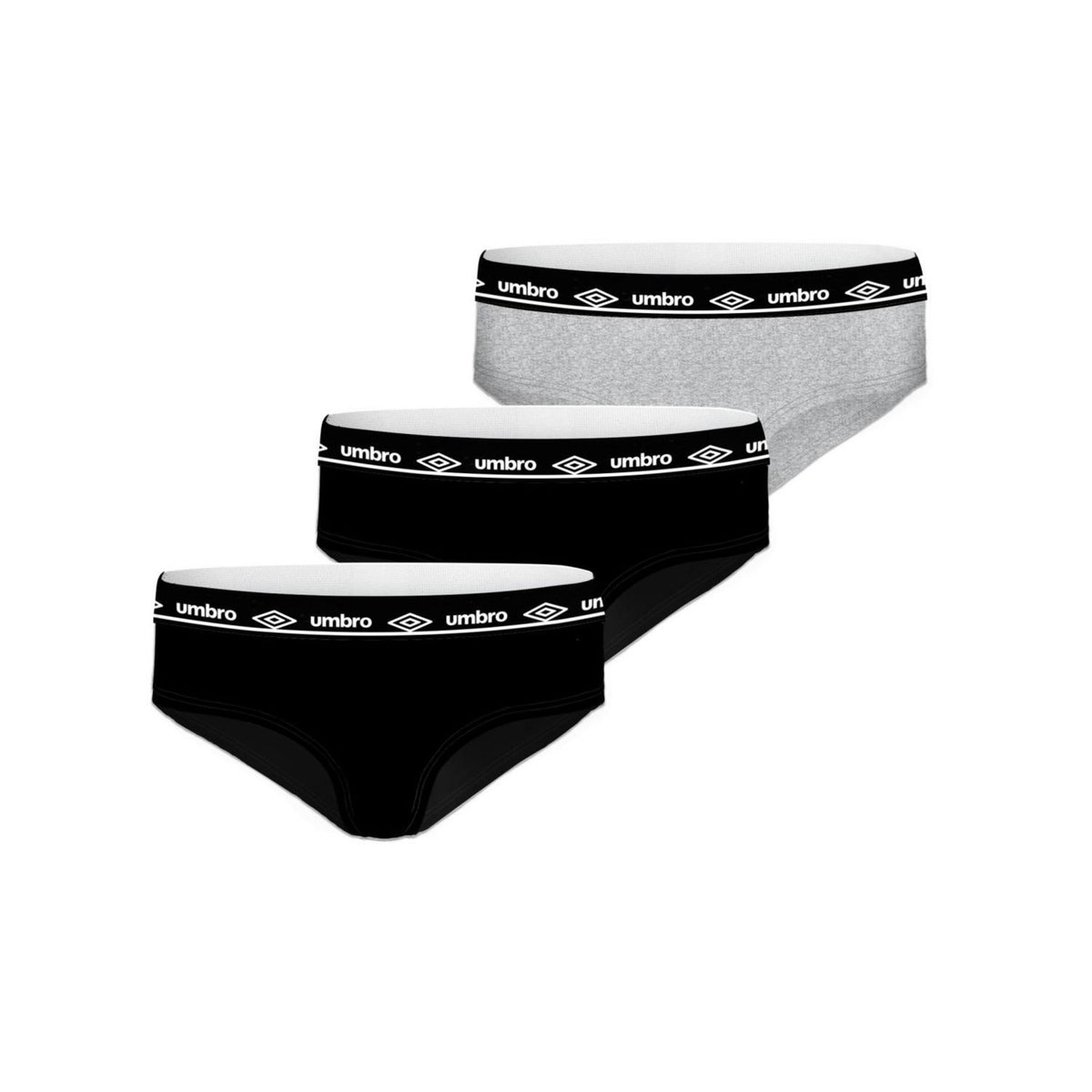 UMBRO Lot de 3 culottes femme en coton Umbro ceinture Noire