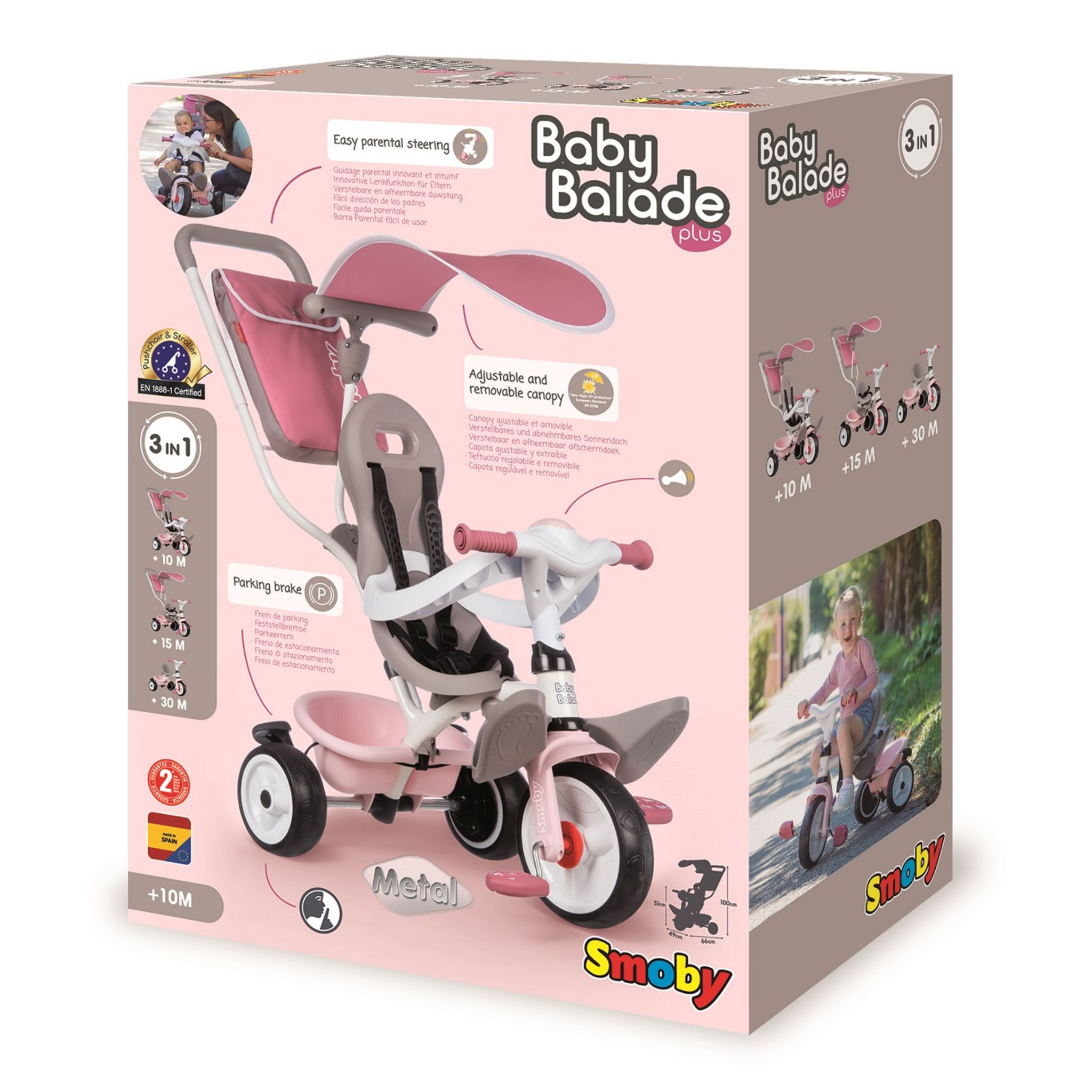 SMOBY Tricycle Baby balade plus Rose