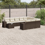VIDAXL Salon de jardin et coussins 11 pcs marron resine tressee