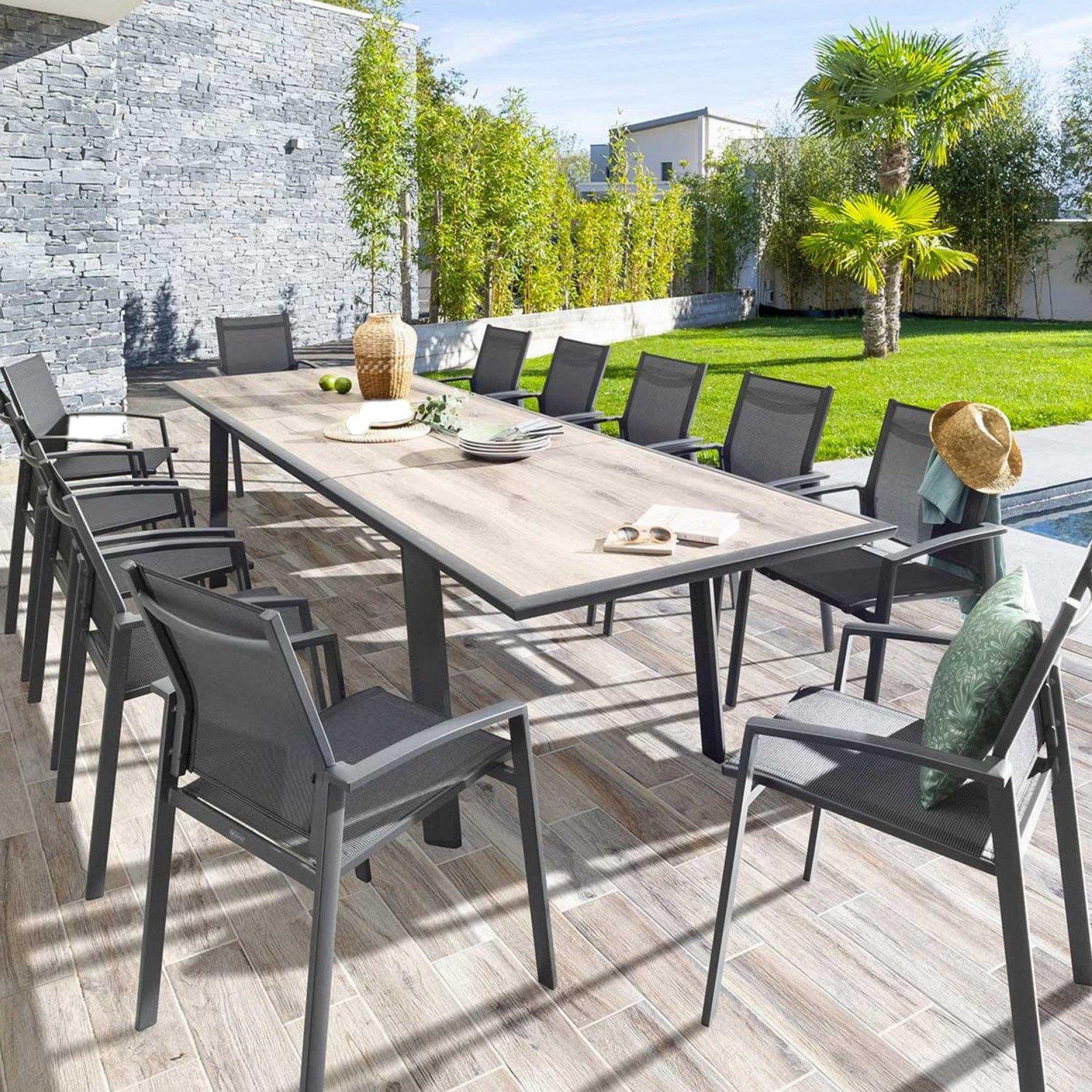Voir la diapositive 2 : HESPERIDE Table de jardin extensible Pavane en aluminium