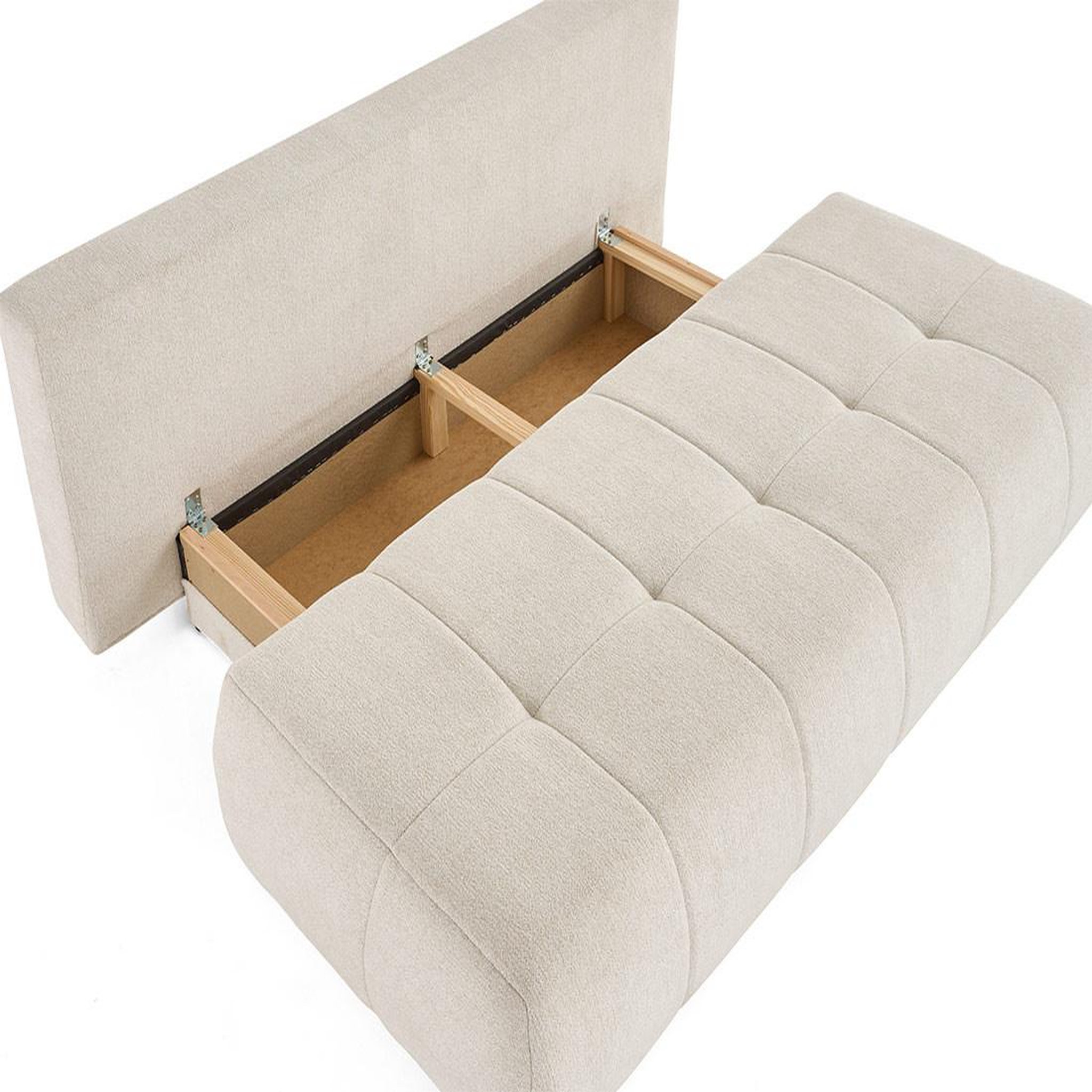 Voir la diapositive 3 : BEST MOBILIER Bowie - canapé 3 places convertible coffre + coussin rond inclus en tissu texturé