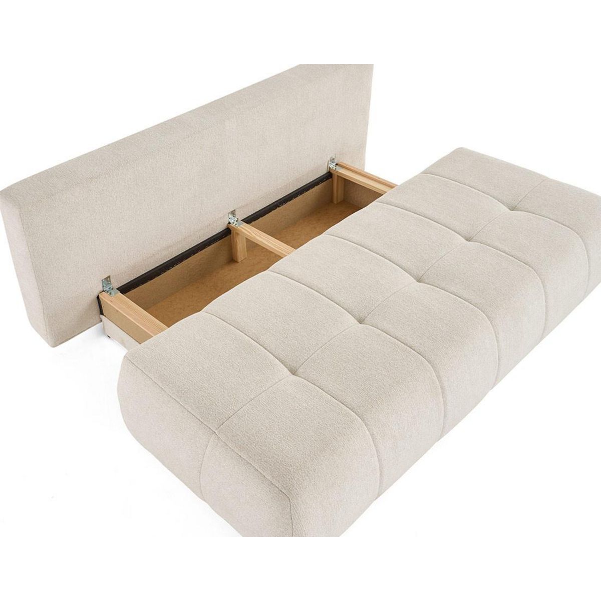 BEST MOBILIER Bowie - canapé 3 places convertible coffre + coussin rond inclus en tissu texturé