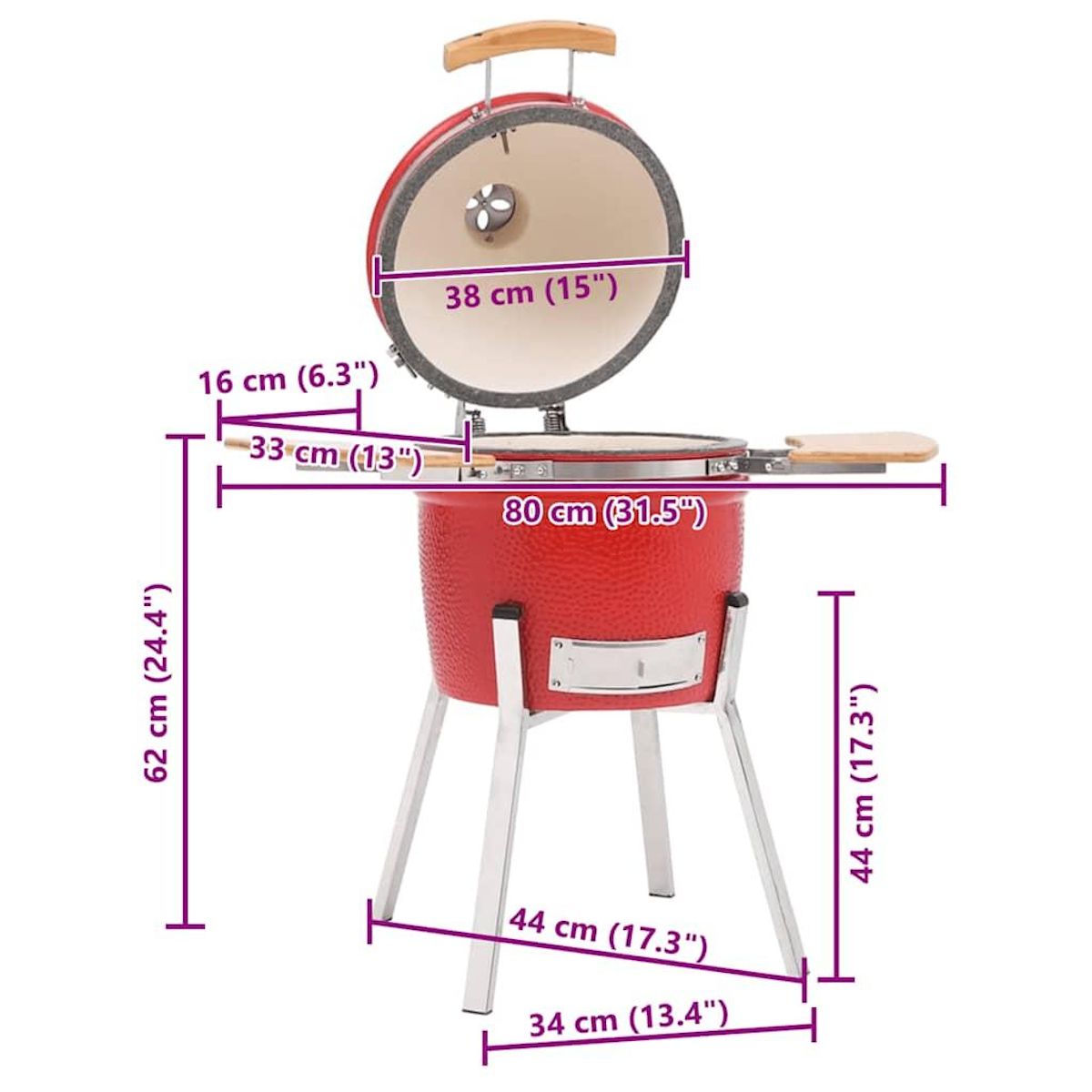 VIDAXL Barbecue a fumoir Kamado Ceramique 33 cm