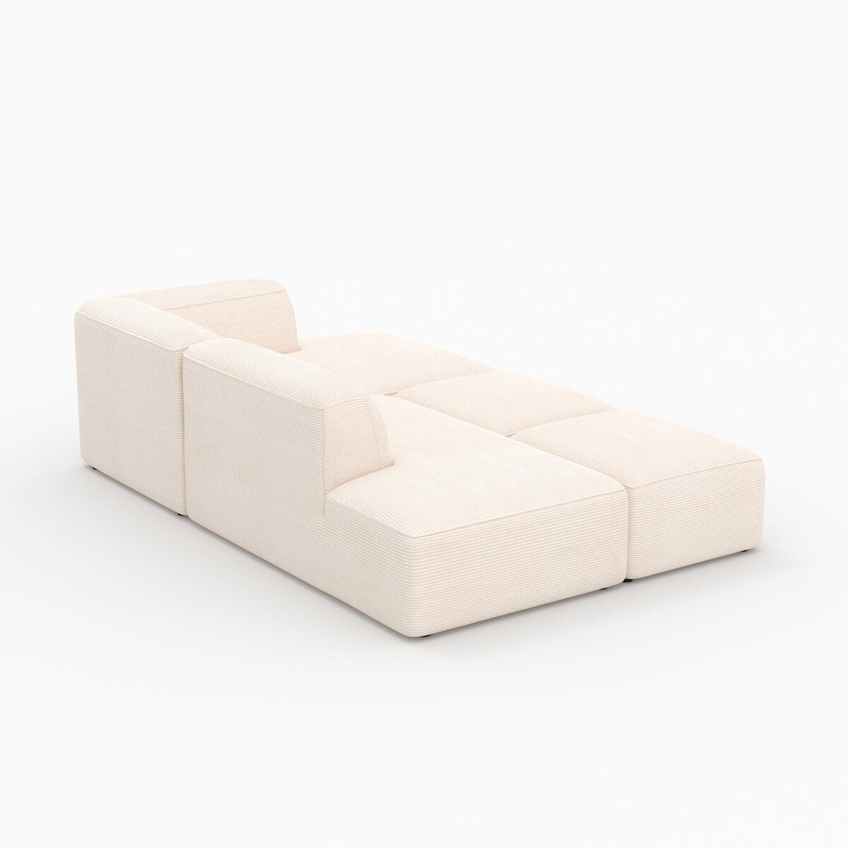 Rendez vous déco Canapé modulable en velours côtelé blanc 4 places avec 2 poufs-Mina
