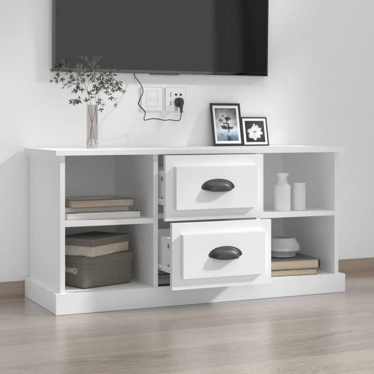 VIDAXL Meuble TV blanc 99,5x35,5x48 cm bois d'ingenierie
