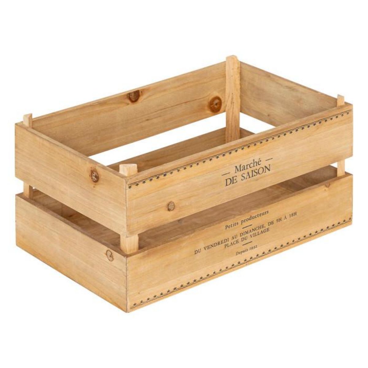 ATMOSPHERA Lot de 2 Cagettes en Bois  Little Cottage  35cm Naturel