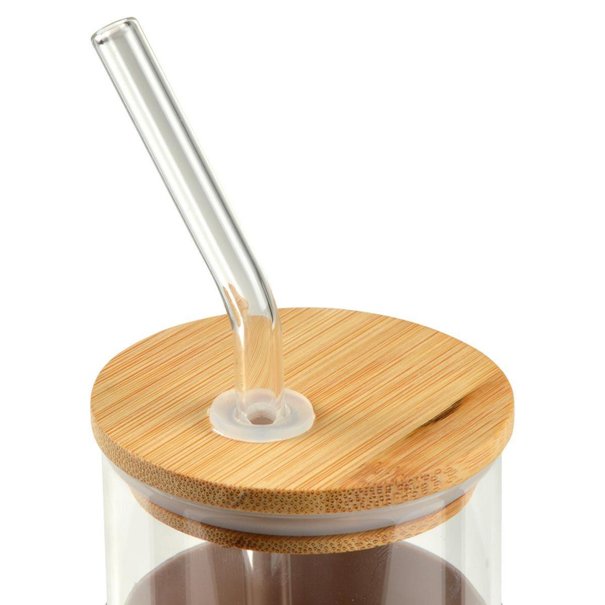 Voir la diapositive 3 : HOMEA Gourde & Paille en Verre  Silicone  0,5L Taupe