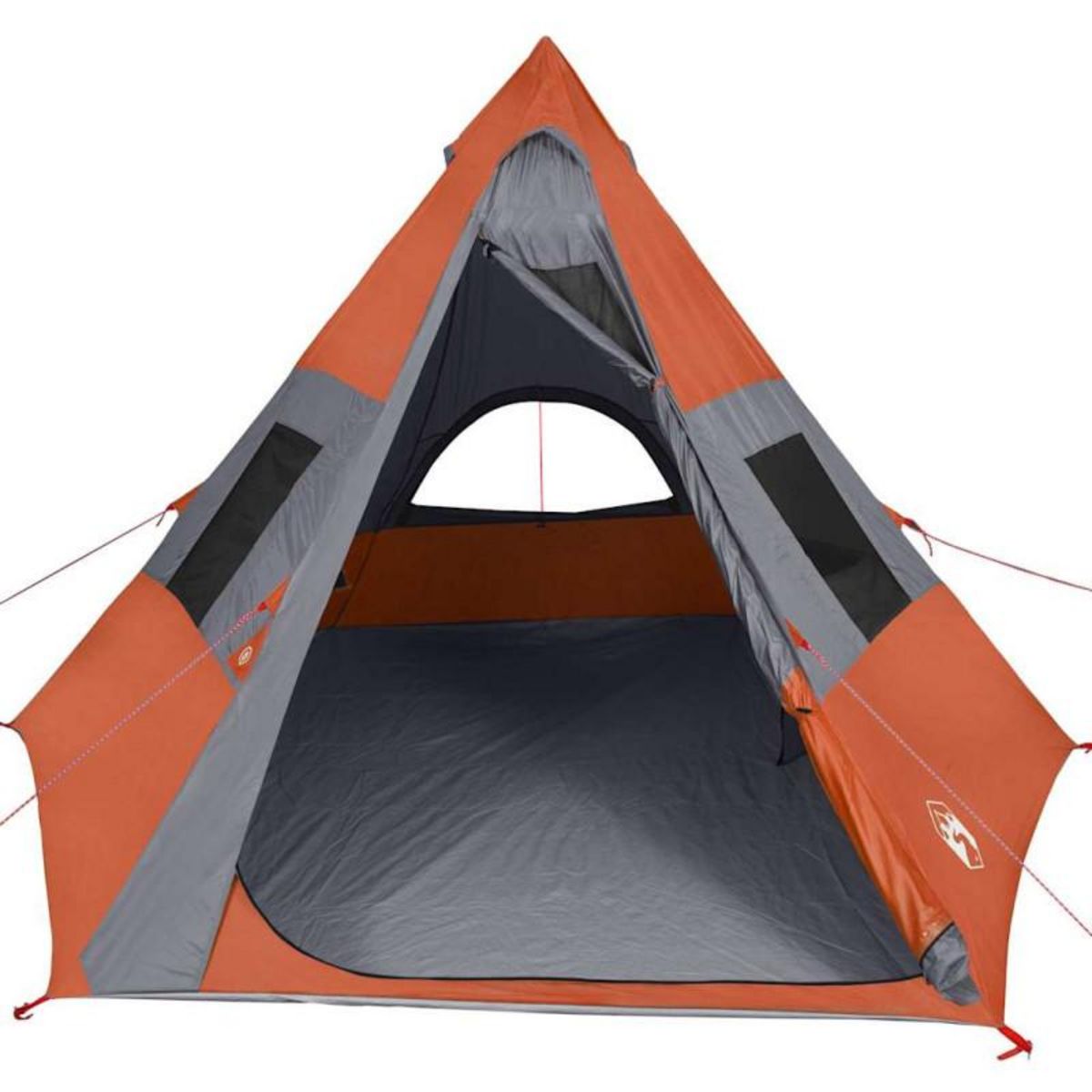 VIDAXL Tente de camping tipi 7 personnes gris et orange imperméable
