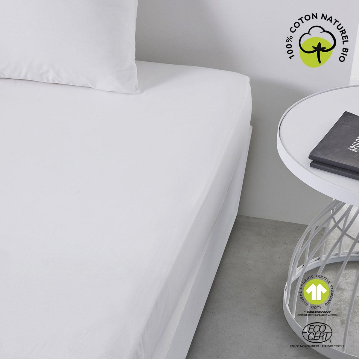 Today Drap housse 2 places - 100% coton BIO