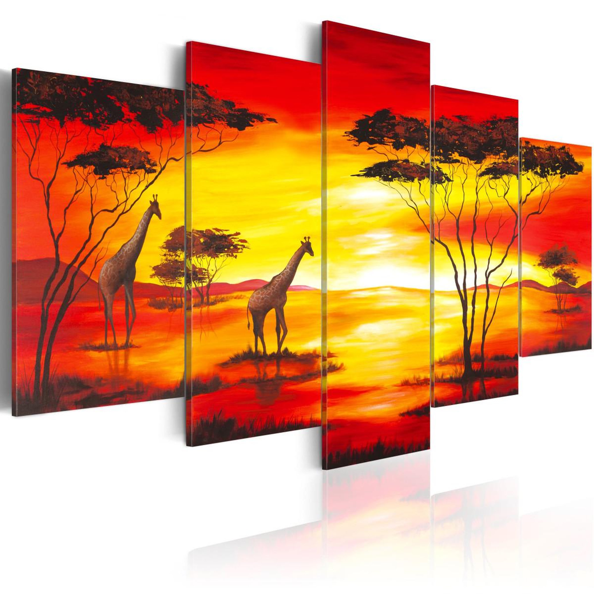 Voir la diapositive 1 : Paris Prix Tableau Imprimé  Girafes au Coucher du Soleil