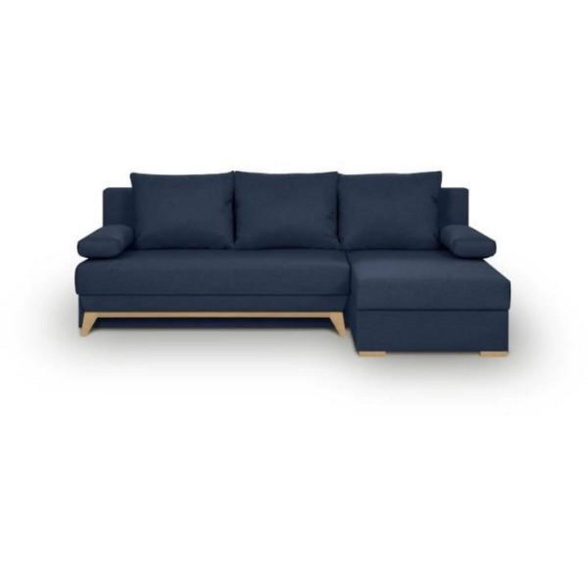 MARKET24 TEIJO Canapé d'angle convertible - Tissu bleu foncé - L 197 x P 91/132 x H 82 cm