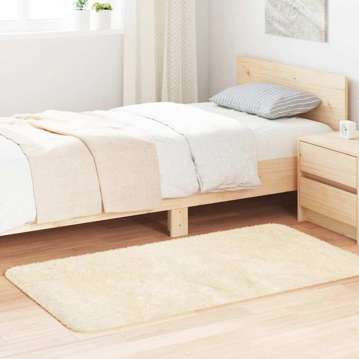 VIDAXL Tapis Shaggy a poils longs NAVARRA creme 80x150 cm polyester