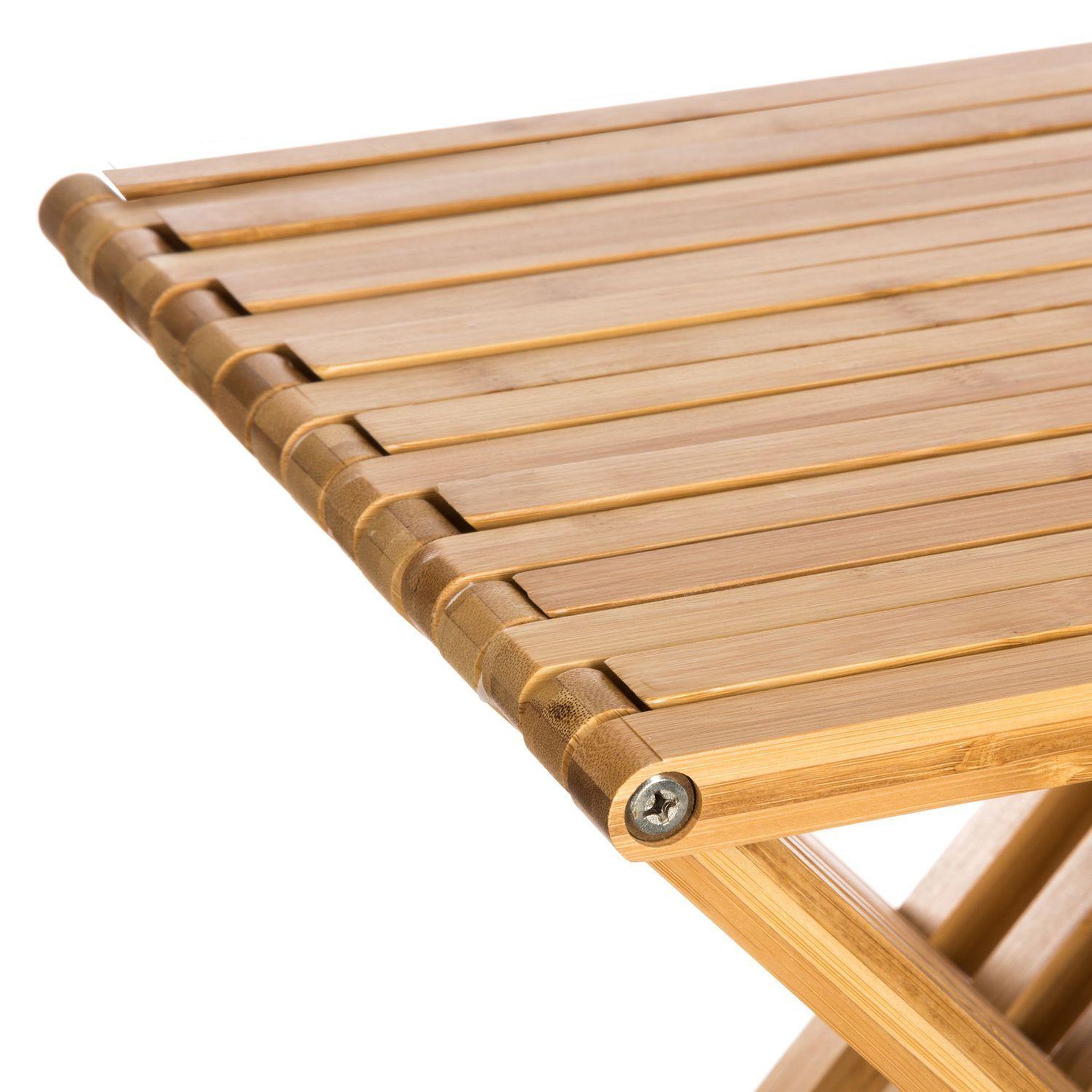 Voir la diapositive 2 : TOILINUX 2 tabourets pliants en bambou delca - h. 45 cm - beige