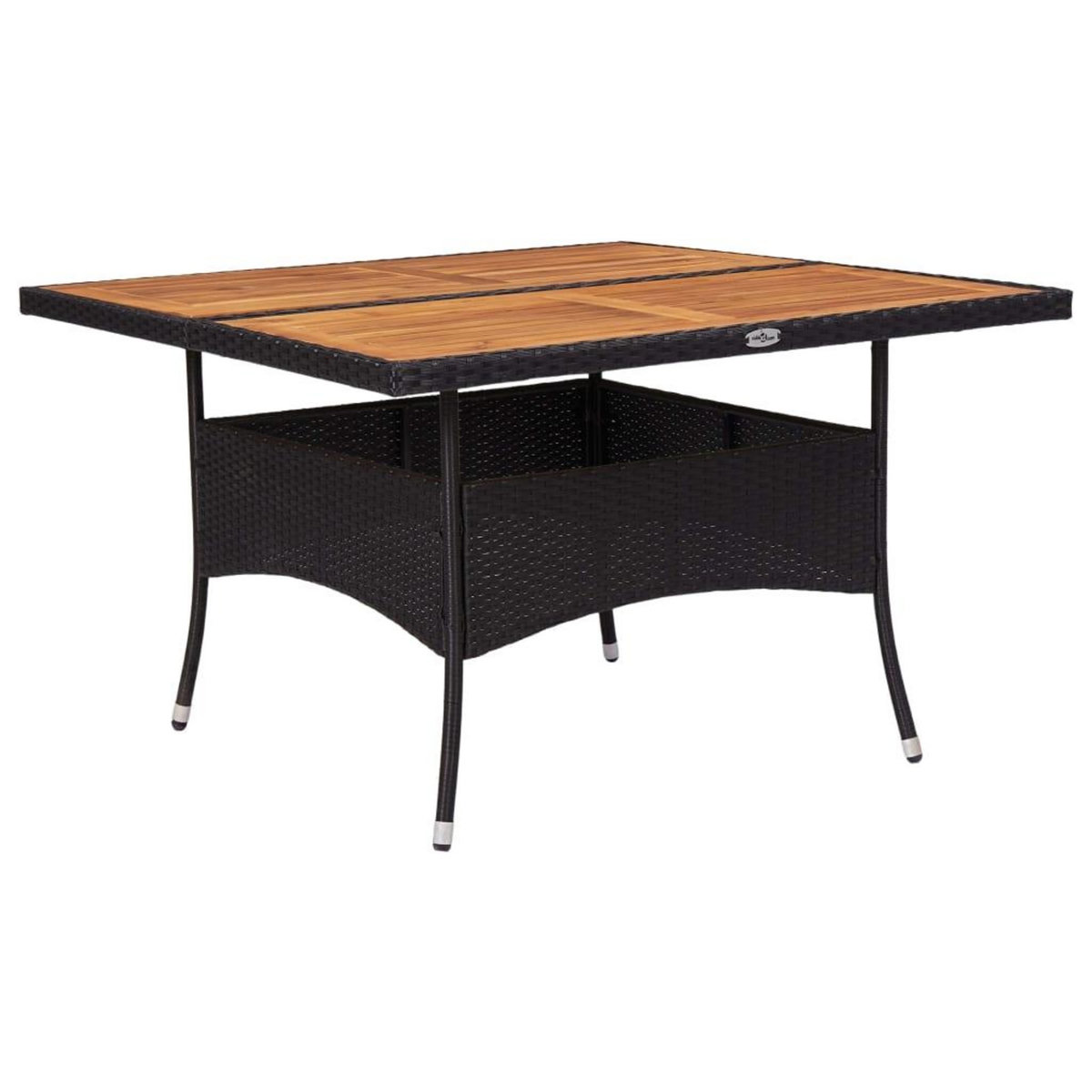 VIDAXL Table d'exterieur Noir Resine tressee et bois d'acacia solide
