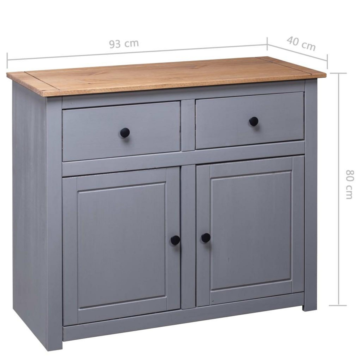 VIDAXL Buffet Gris 93x40x80 cm Pin solide Assortiment Panama