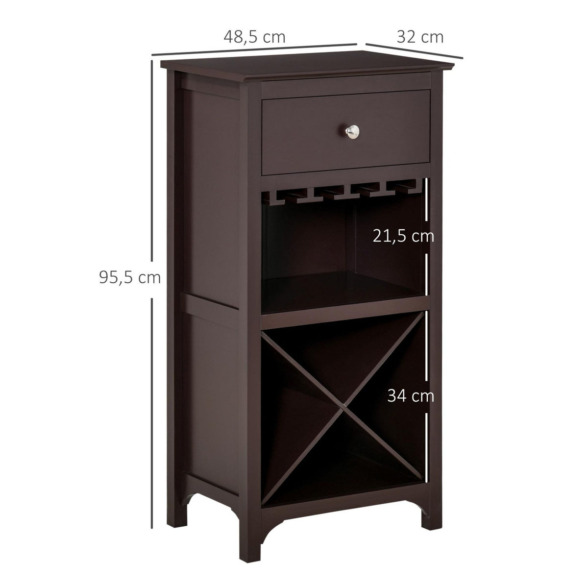 HOMCOM Casier à vin design industriel étagère à bouteilles 12 bouteilles support verres à vin intégré MDF brun foncé