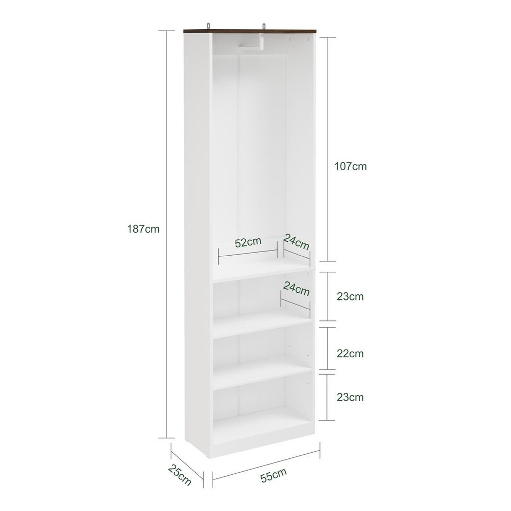 Voir la diapositive 3 : SOBUY Armoire ouverte rangement vêtements blanc 55x25x187cm ksb02-w