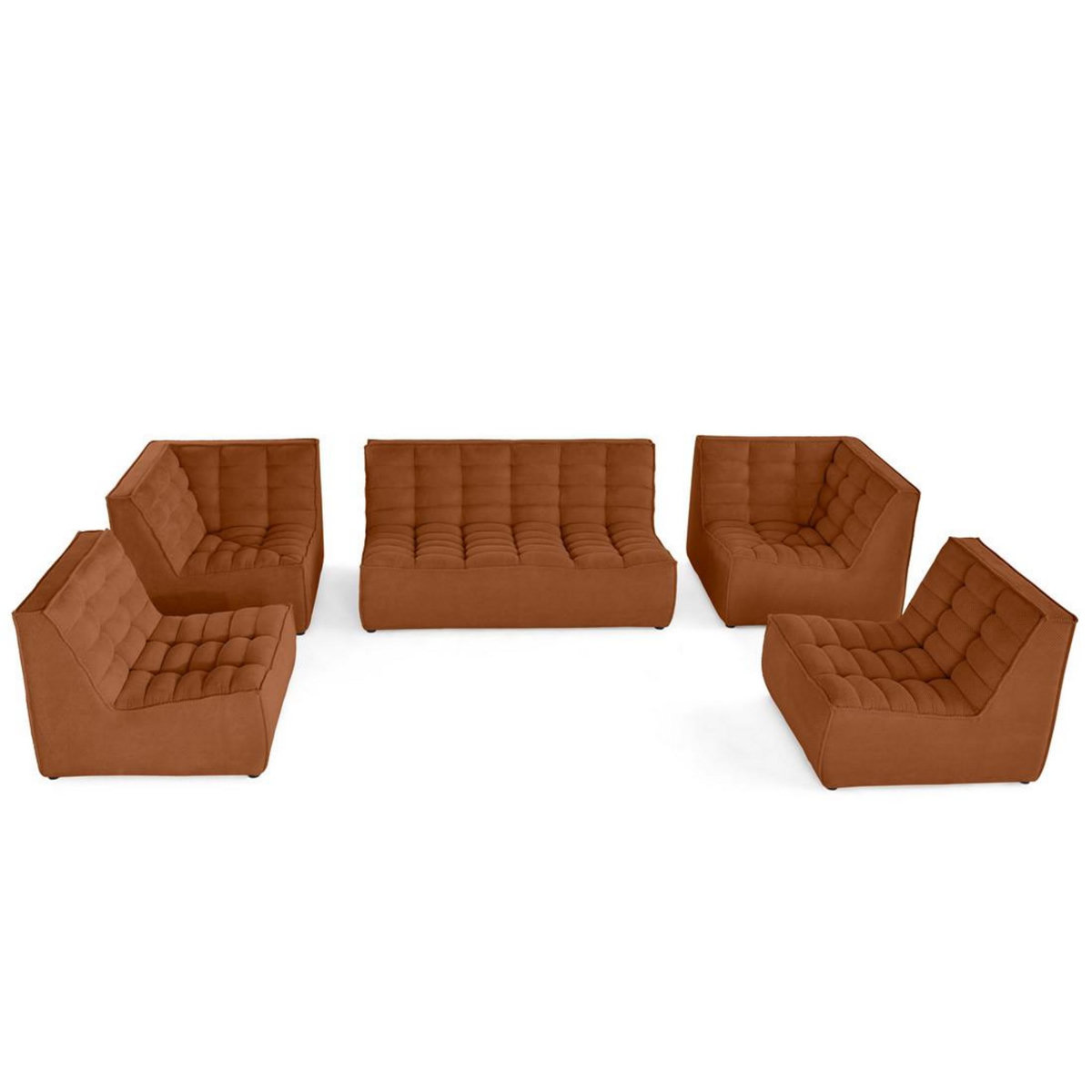 LISA DESIGN Ellie - canapé modulable panoramique 7 places en velours texturé