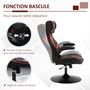 Voir la diapositive 5 : VINSETTO Fauteuil gaming base ronde métal pivotante 360° hauteur réglable tétière accoudoirs relevables PVC rouge noir