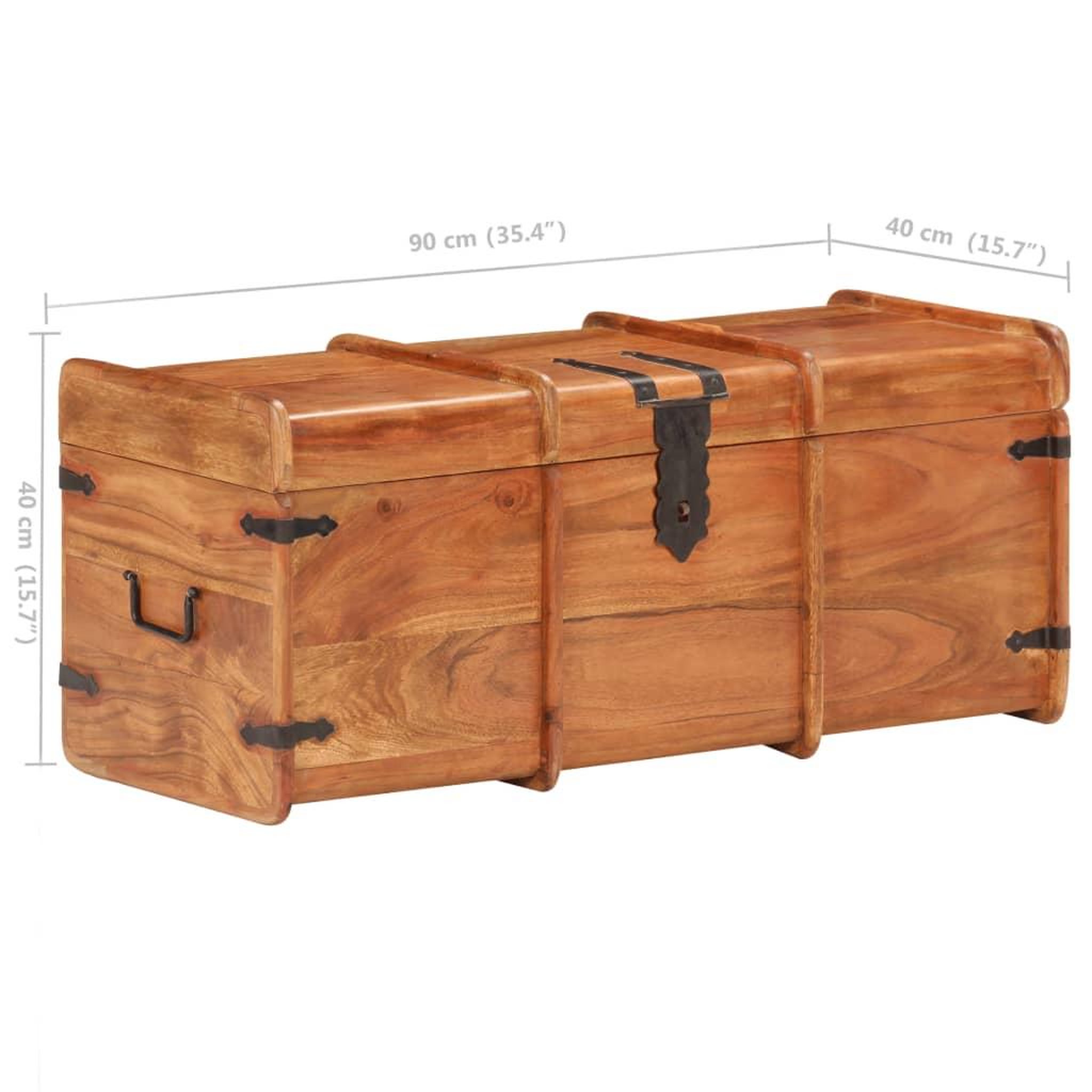 Voir la diapositive 6 : VIDAXL Coffre de rangement 90x40x40 cm Bois d'acacia solide